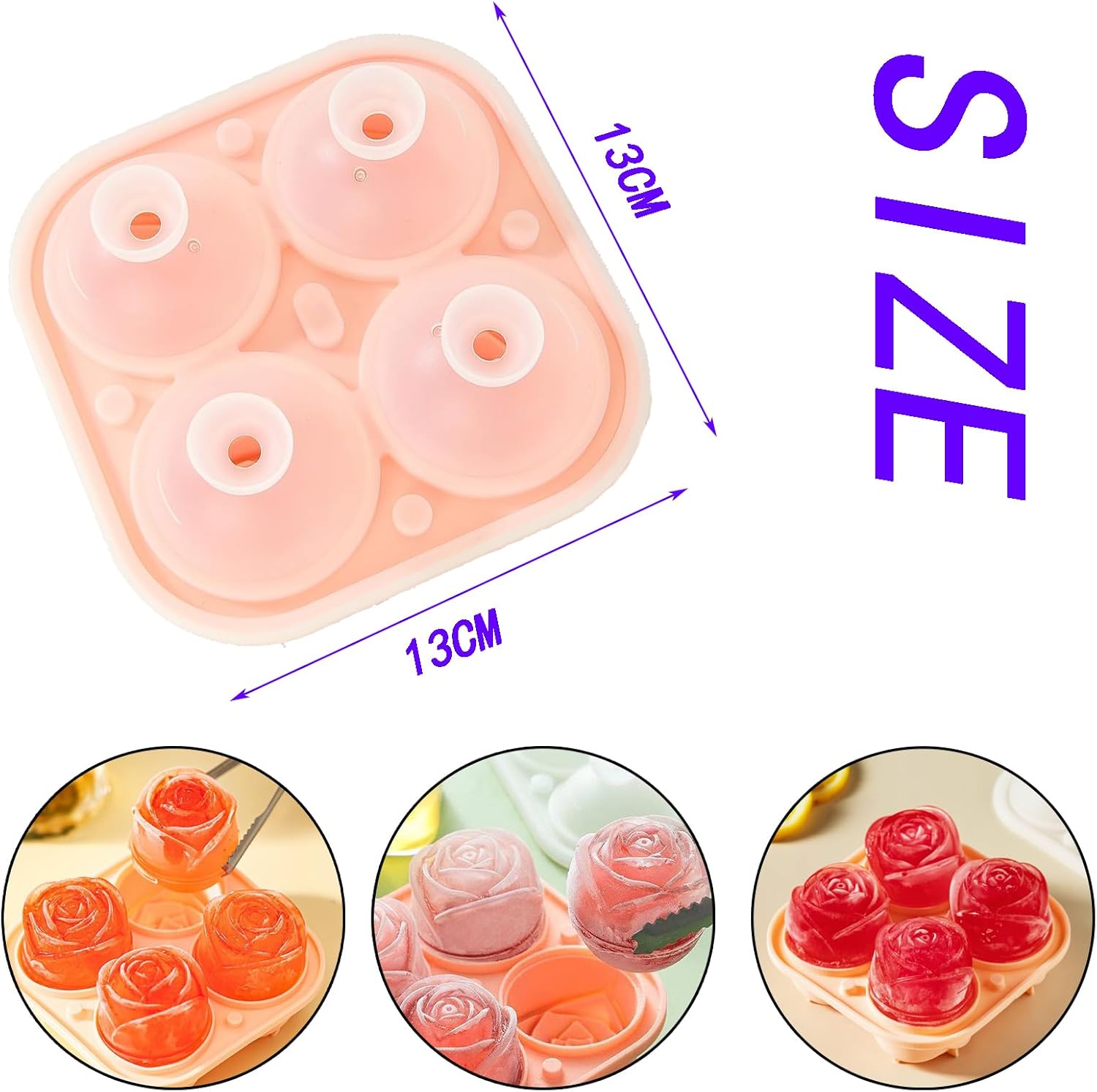 Duomama 3D Rose Ice Cube Maker - Make 4 Rose Shape Ice Cubes - Silicone Fun Big Ice Ball Maker for fruit juices coffee, tea, and more, Dishwasher Safe 7 Duomama 3D Rose Ice Cube Maker - Make 4 Rose Shape Ice Cubes - Silicone Fun Big Ice Ball Maker for fruit juices coffee, tea, and more, Dishwasher Safe - الصورة 7