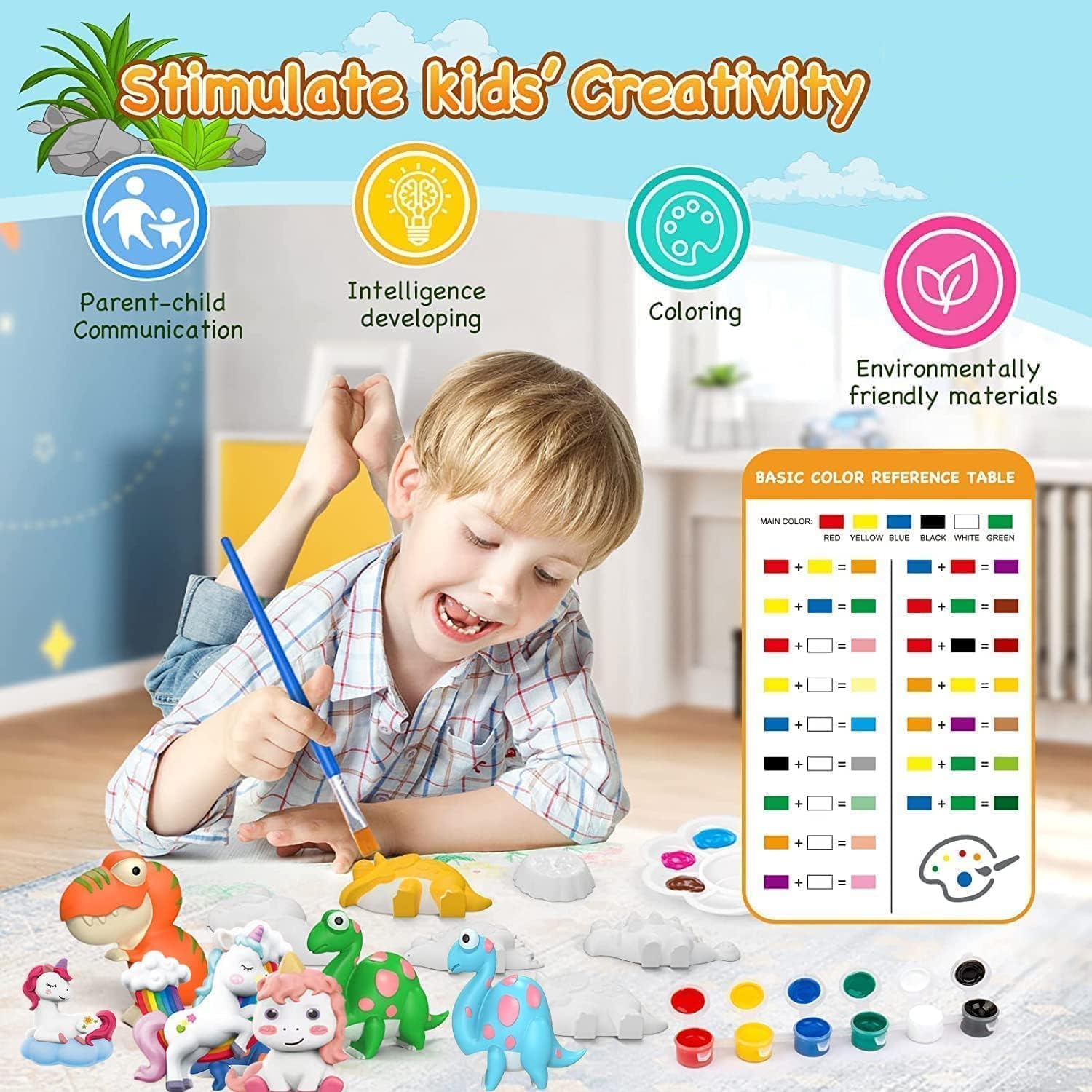 Aputue Painting Kits for Kids Crafts, Safe and Non-toxic Plaster Painting Set with Scraper, Crafts and Arts Set with Plaster Mold and Paint, Ceramic Painting Kit for Kids, Girls, Boys 6 Aputue Painting Kits for Kids Crafts, Safe and Non-toxic Plaster Painting Set with Scraper, Crafts and Arts Set with Plaster Mold and Paint, Ceramic Painting Kit for Kids, Girls, Boys - الصورة 6