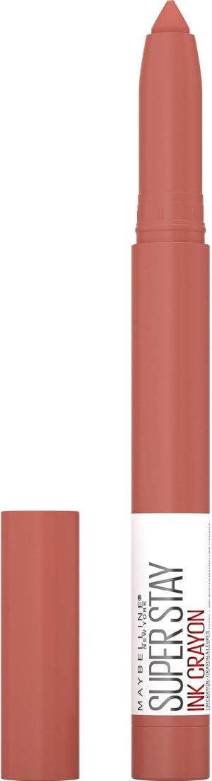 قلم احمر شفاه سوبر ستاي من ميبيلين - احمر شفاه غير لامع يدوم طويلا مع مبراة مدمجة، ريتش هاي، 0.04 اونصة