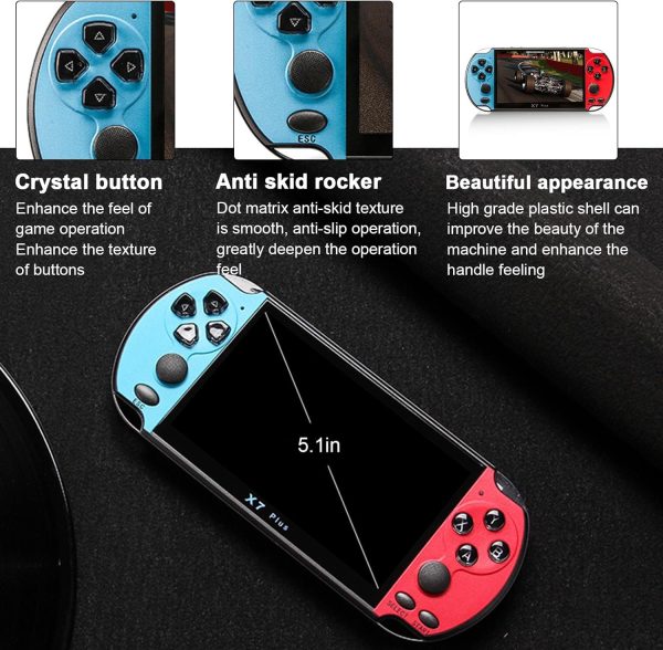 ⁦Morelian 5.1inch X7 Plus Video Game Console Handheld Game Players Double Rocker 8GB Memory Built in 1000 Games MP5 Game Controller⁩ - الصورة ⁦8⁩