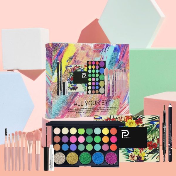⁦Eye Make up Kit with 29-Color Eyeshadow Palette, Makeup Brushes, Eyeliner Pencil, Eyebrow Pencil & Mascara - Versatile Eye Shadow Set for Daily & Party Makeup, Easy to Blend & Long-lasting⁩ - الصورة ⁦2⁩