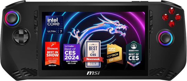 MSI Claw A1M PC Gaming Handheld: Intel Ultra 7-155H, 8" FHD 120Hz Display, 16GB LPDDR5, 1TB NVMe SSD, SD Card Reader, Thunderbolt 4, Win 11 Home: Black 229US