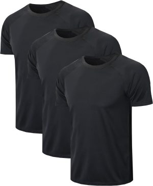 3 Pack Running T-shirts for Men Quick Dry Gym T Shirt Short Sleeve Crew Neck Running Shirts Moisture Wicking Active Athletic Running Tops Men Mesh Work Shirts