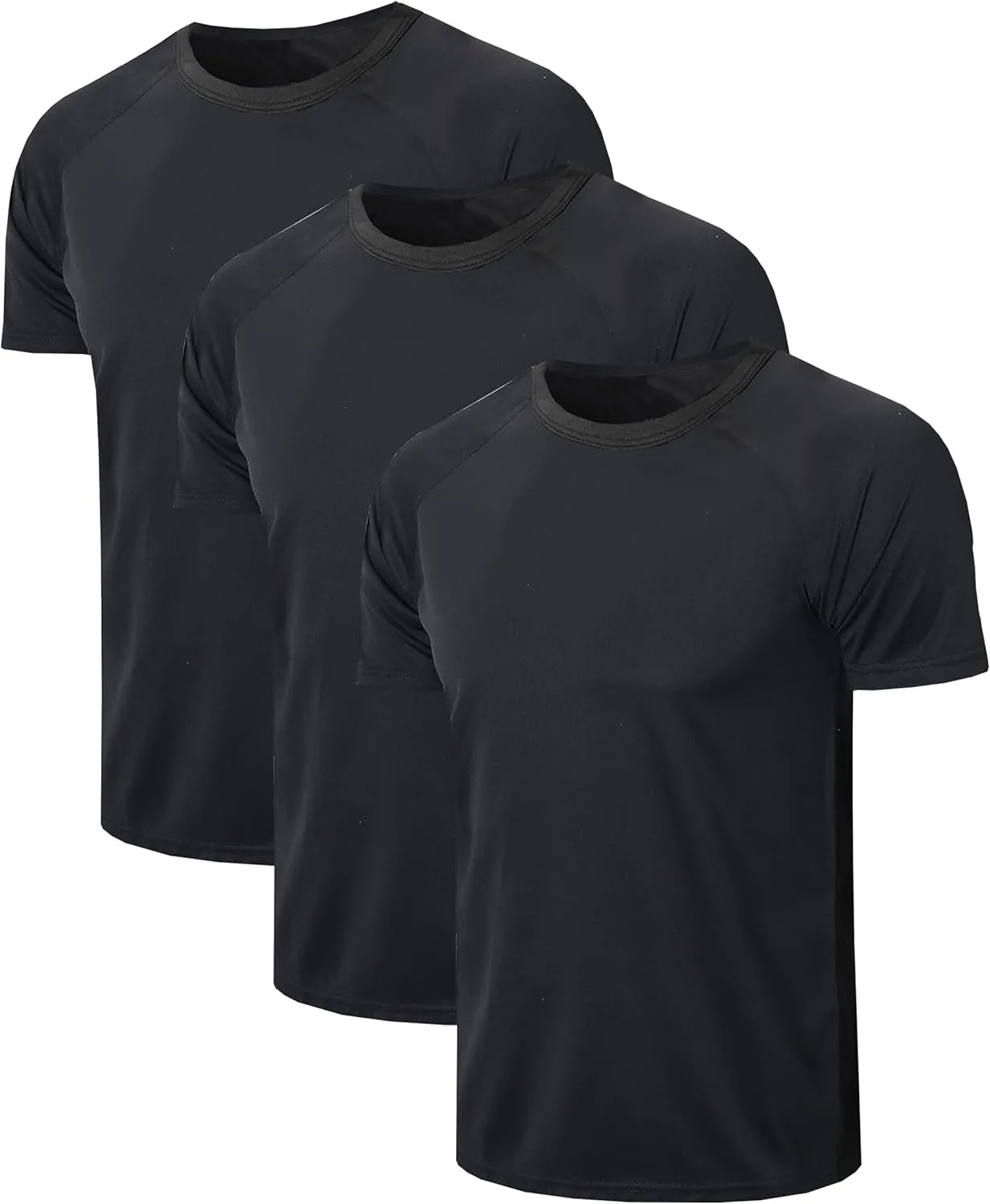 3 Pack Running T-shirts for Men Quick Dry Gym T Shirt Short Sleeve Crew Neck Running Shirts Moisture Wicking Active Athletic Running Tops Men Mesh Work Shirts