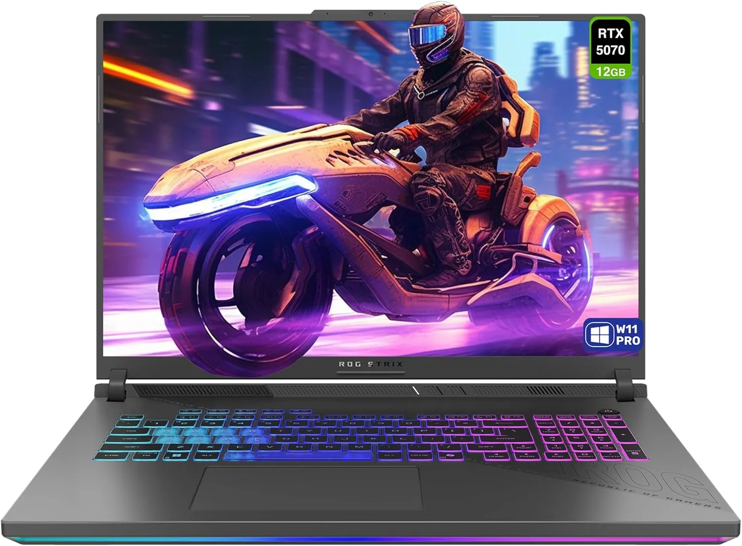 ASUS ROG Strix G18 Gaming Laptop, AMD Ryzen 9-9955HX, 32 GB DDR5 RAM, 2 TB PCIe SSD, 18" 2.5K (2560x1600) 240Hz Display, Nvidia G-Force RTX 5070, 4-Zone RGB Keyboard, W11 Pro, Eclipse Gray