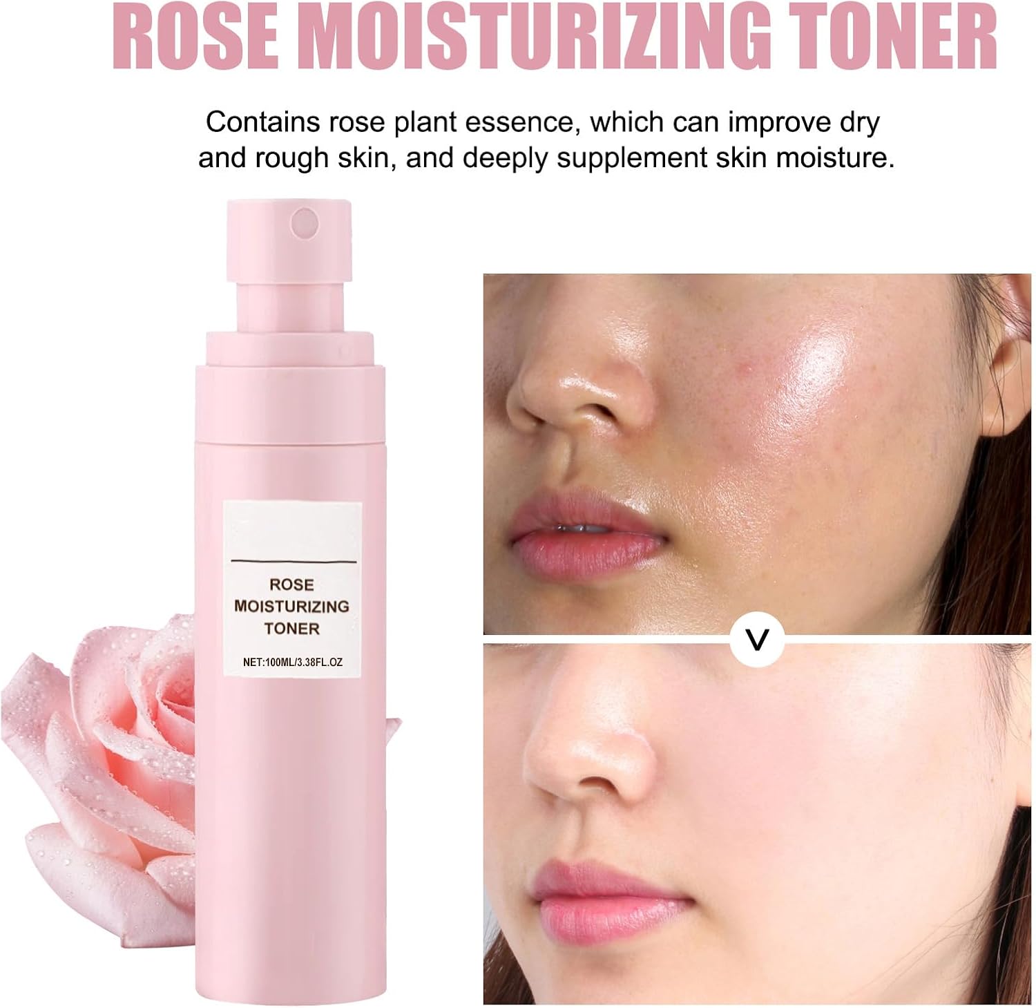 Lyaqbe Rose Water Moisturizing Spray,Rose Water Toner,Facial Hydrating Spray,A Must-have Toner for Summer,Deeply Hydrate and Shrink Pores 2 Lyaqbe Rose Water Moisturizing Spray,Rose Water Toner,Facial Hydrating Spray,A Must-have Toner for Summer,Deeply Hydrate and Shrink Pores - الصورة 2