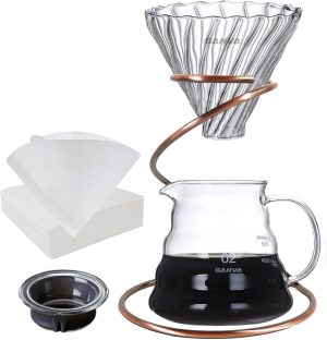 GAHVA V60 02 Coffee Set Drip Coffee Maker Funnel Coffee Holder with Filters