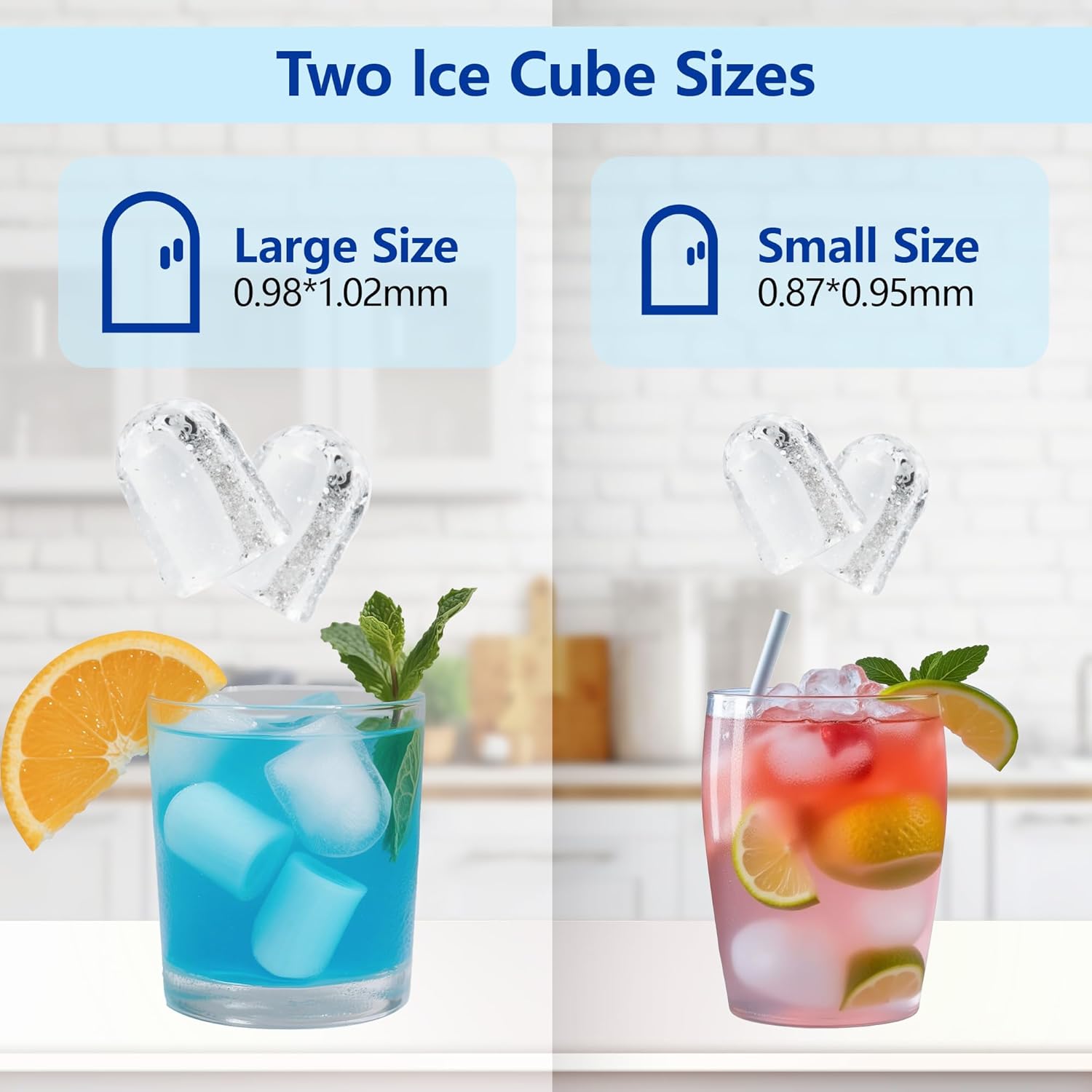 Ice Maker Countertop, Portable Self-Cleaning Ice Maker Machine with Handle, Scoop and Basket, 9 Bullet Ice Cubes in 6 Mins, 12KG/24H, 2 Sizes of Ice, Ideal for Home, Kitchen, Office, Party (Black) 3 Ice Maker Countertop, Portable Self-Cleaning Ice Maker Machine with Handle, Scoop and Basket, 9 Bullet Ice Cubes in 6 Mins, 12KG/24H, 2 Sizes of Ice, Ideal for Home, Kitchen, Office, Party (Black) - الصورة 3