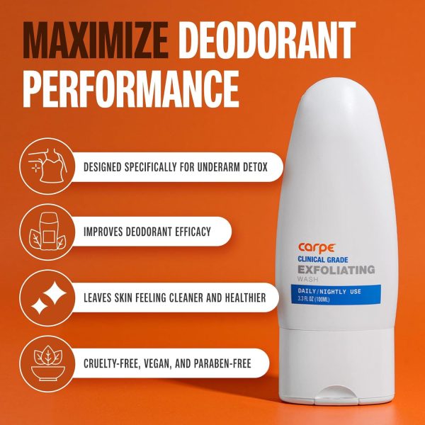 ⁦Carpe Exfoliating Underarm Scrub with Odor Protection, Underarm Exfoliator to Improve Deodorant Performance - Energizing Minty Fresh Smell - Armpit Scrub for Women and Men⁩ - الصورة ⁦2⁩