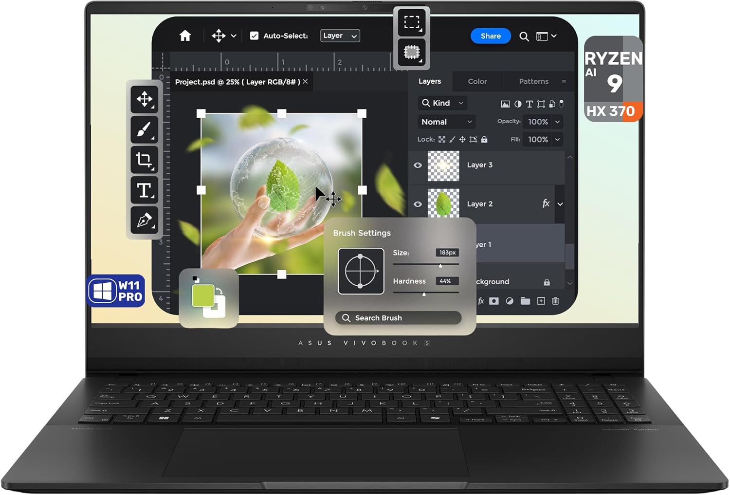 ASUS Vivobook S Copilot+ Laptop, AMD Ryzen AI 9 HX 370, 32 GB LPDDR5x RAM, 2 TB PCIe SSD, 15.6" 3K (2880x1620) Display, AMD Radeon 890M, 1-Zone RGB Backlit Keyboard, W11 Pro, Neutral Black 1 ASUS Vivobook S Copilot+ Laptop, AMD Ryzen AI 9 HX 370, 32 GB LPDDR5x RAM, 2 TB PCIe SSD, 15.6" 3K (2880x1620) Display, AMD Radeon 890M, 1-Zone RGB Backlit Keyboard, W11 Pro, Neutral Black