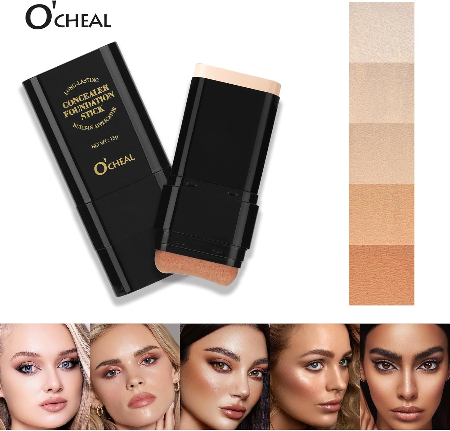O'CHEAL Face Foundation Contour Line Stick Durable Light Brightening Stick Flaw Contouring Face Concealer Beauty Make-Up 15g 02#Natural 4 O'CHEAL Face Foundation Contour Line Stick Durable Light Brightening Stick Flaw Contouring Face Concealer Beauty Make-Up 15g 02#Natural - الصورة 4