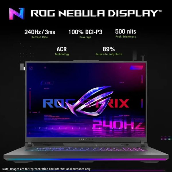 ⁦ASUS ROG Strix G18 Gaming Laptop, AMD Ryzen 9-8940HX, 64 GB DDR5 RAM, 2 TB PCIe SSD, 18" 2.5K (2560x1600) Nebula Display 240Hz, Nvidia G-Force RTX 5070, 4-Zone RGB Keyboard, W11 Pro, Eclipse Gray⁩ - الصورة ⁦2⁩
