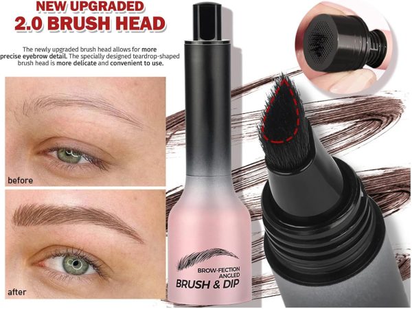 ⁦ALMEKAQUZ Brow Angled Brush & Dip Liquid Eyebrow Gel, Brow Lamination & Powder Pen, Eyebrow Hair Stroke Brush, Wild Eyebrow Pencil Waterproof Long Lasting Quick Drying (Taupe)⁩ - الصورة ⁦2⁩