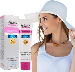 HONPOLO Kojic Acid Sunscreen 50ml Powerful Sun Protection, Broad Spectrum Protection Lightweight Formula Moisturizing Non-Greasy Anti-Aging Properties Long-Lasting Easy to Use Spf 50+