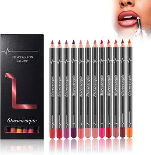 Xiquzal Matte Lip Liner Pencil Set, 12pcs Ultra Long Lasting Nude Matte Lip Liner, Waterproof Long Lasting Matte Lip Pencil, for Women Lipstick Pencil Lifter Gifts, Professional Lip Makeup Pencil (02)
