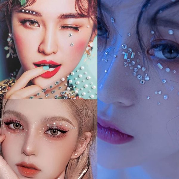 ⁦Excefore Eye Body Face Gems Jewels Rhinestone Stickers Self Adhesive Crystal Rainbow Makeup Diamonds Face Stick Gems for Women Festival Accessory and Nail Art Decorations (7 Sheets Elegant Style)⁩ - الصورة ⁦6⁩