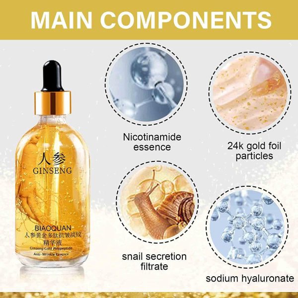 ⁦2Pcs Ginseng Polypeptide Anti-Ageing Essence, Ginseng Gold Polypeptide Anti-Ageing Essence, Ginseng Serum, for Tightening Sagging Skin Reduce Fine Lines (100ml)⁩ - الصورة ⁦5⁩