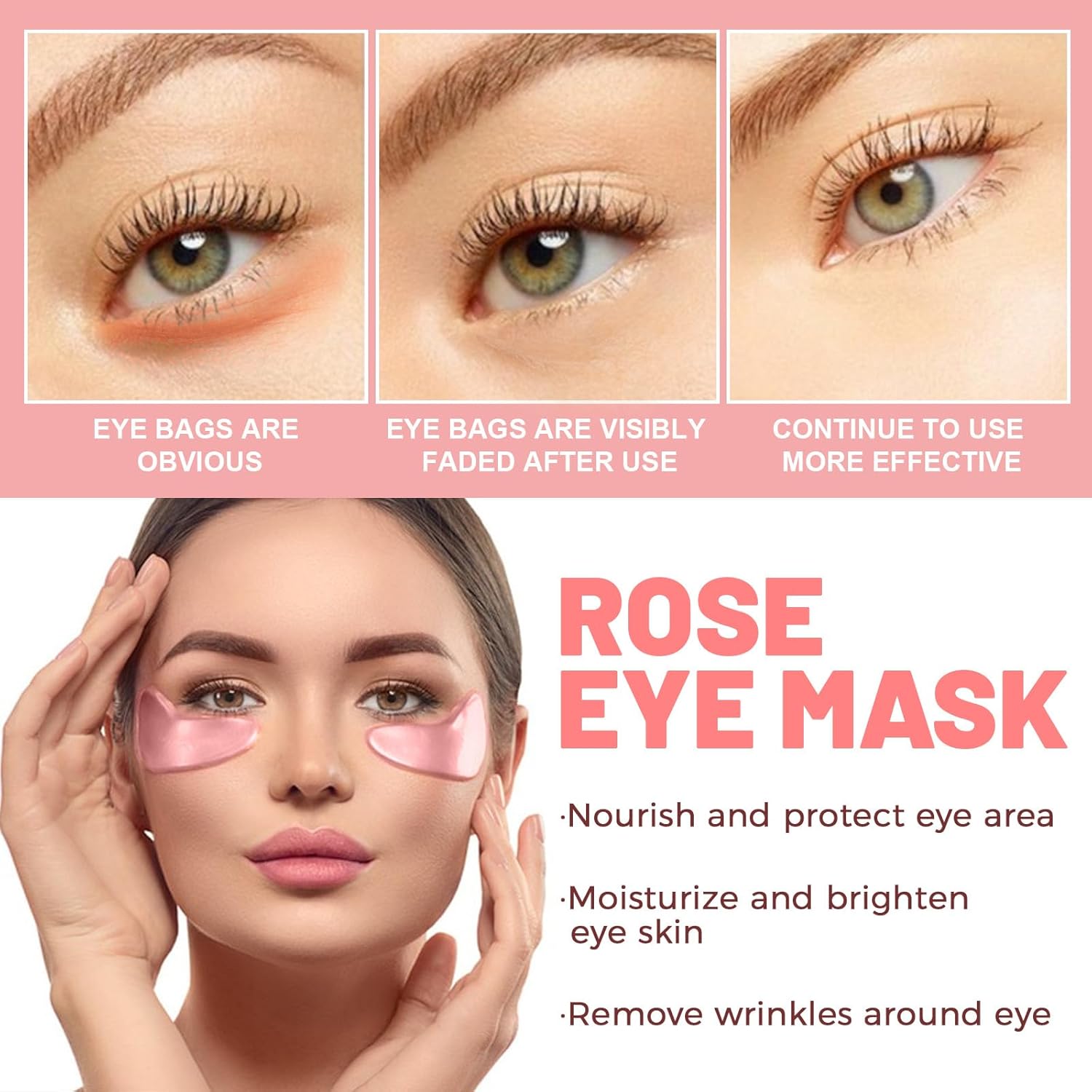 Lyaqbe Under Eye Patches,Eye Bag Patches,Pink Rose Eye Mask 60 PCS,Fade Fine Lines at the Corners of the Eyes,Hydrate, Moisturize and Firm the Skin 4 Lyaqbe Under Eye Patches,Eye Bag Patches,Pink Rose Eye Mask 60 PCS,Fade Fine Lines at the Corners of the Eyes,Hydrate, Moisturize and Firm the Skin - الصورة 4
