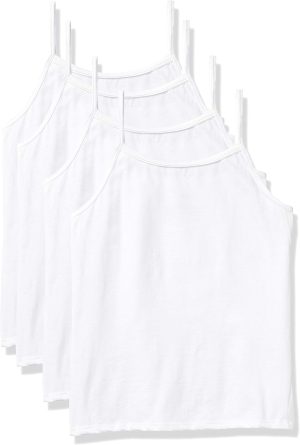 Hanes Girls Cami Tops, Ultimate EcoSmart Girls’ Camisoles, White 4-Pack