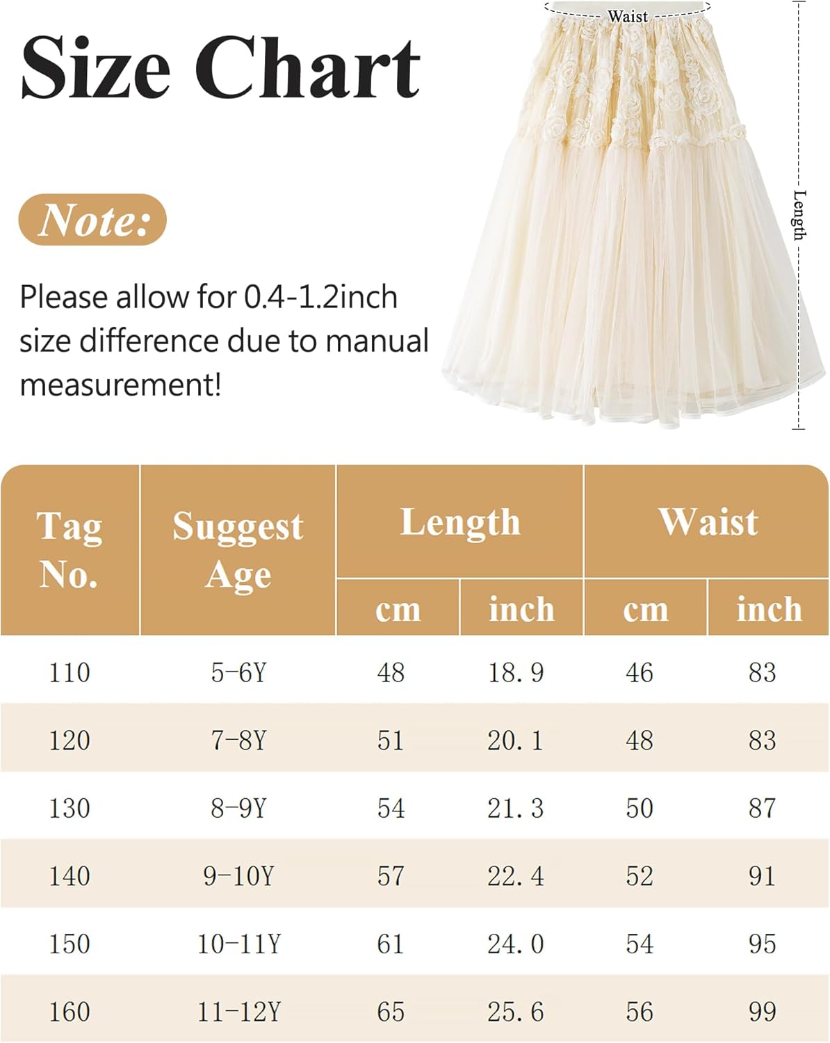 SEAUR Girls Tulle Skirt with Rose Decor Long Skirt for Girls Tutu Flower Cute Casual Party Everyday Wear Summer 5-12 Years 6 SEAUR Girls Tulle Skirt with Rose Decor Long Skirt for Girls Tutu Flower Cute Casual Party Everyday Wear Summer 5-12 Years - الصورة 6