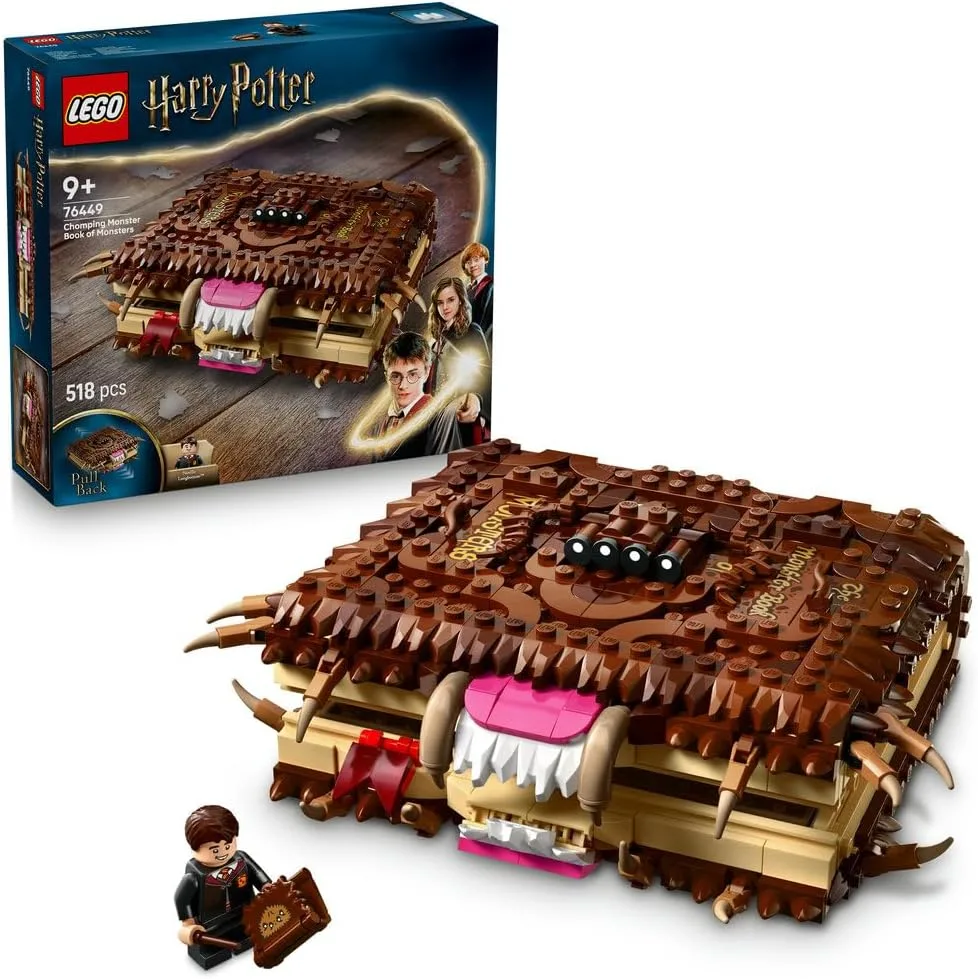 LEGO Harry Potter Chomping Monster Book Of Monsters – Interactive Toy with Pull-Back Motor & Chomping Mouth – incl. Neville Longbottom Minifigure - Gift for 9+ Year Old Boys, Girls & Fans - 76449