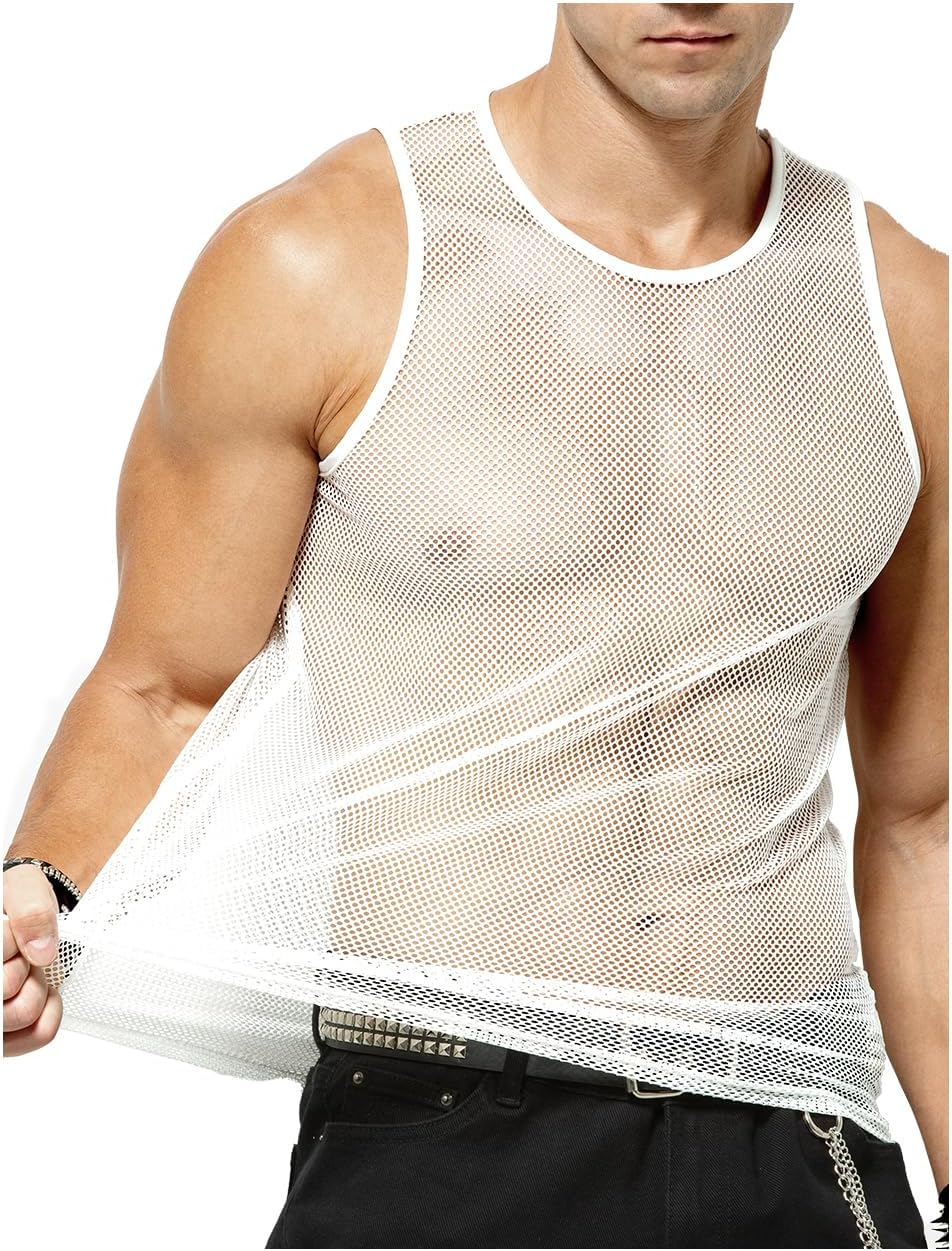 قميص شبكي بدون أكمام للرجال من كيسي كيفن، قميص شبكي بدون أكمام للرجال لإبراز العضلات، ملابس النوادي الرياضية، لون شفاف 3 قميص شبكي بدون أكمام للرجال من كيسي كيفن، قميص شبكي بدون أكمام للرجال لإبراز العضلات، ملابس النوادي الرياضية، لون شفاف - الصورة 3