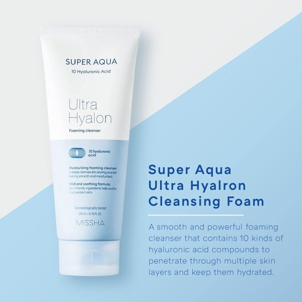 ⁦Missha Super Aqua Ultra Hyalron Foaming Cleanser 200ML 7226⁩ - الصورة ⁦2⁩