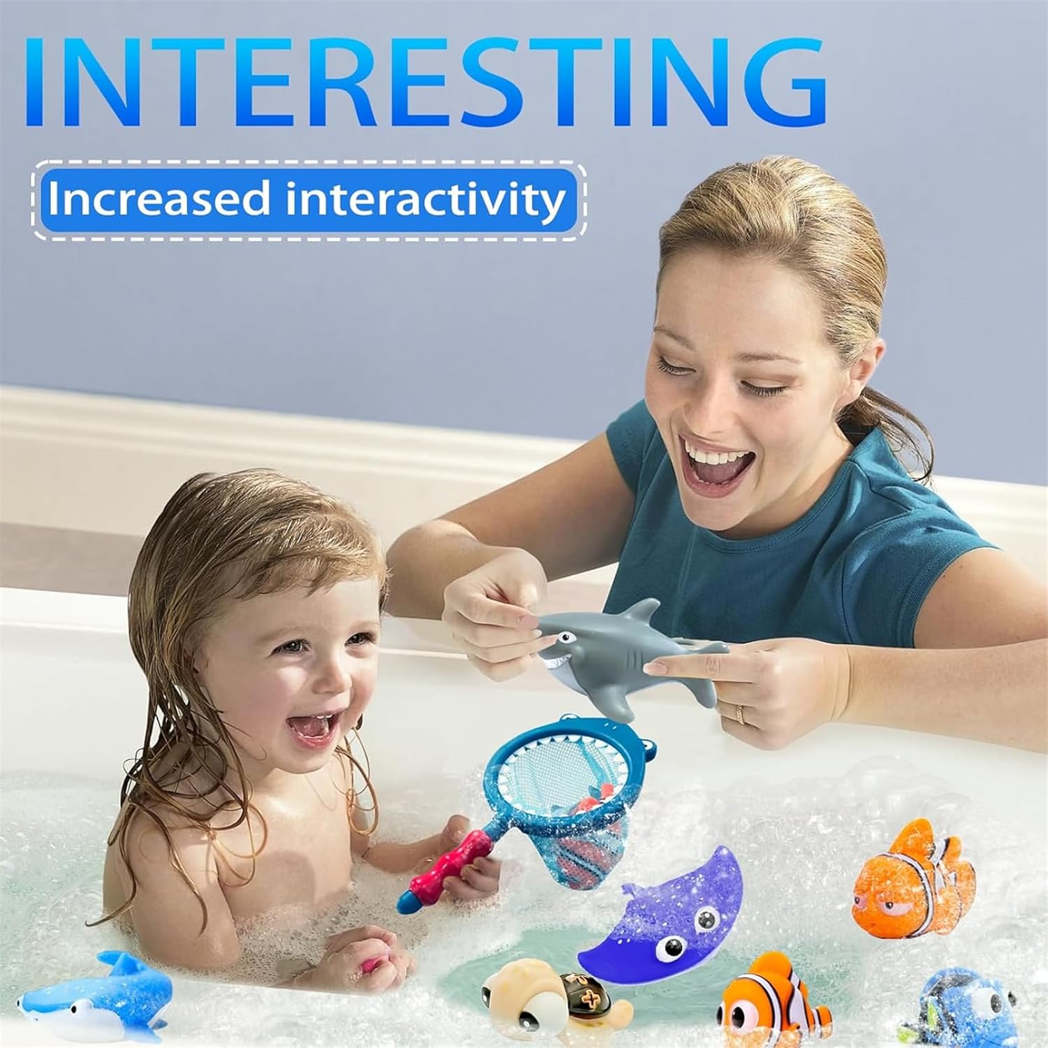 Andanna 8pcs Multicolor Sea Life Baby Bath Toys, Ages 6-18 Months, PVC Material, Squirting Water Toys for Kids Bathtub & Pool, Includes Turtle, Dory, Shark & More 6 Andanna 8pcs Multicolor Sea Life Baby Bath Toys, Ages 6-18 Months, PVC Material, Squirting Water Toys for Kids Bathtub & Pool, Includes Turtle, Dory, Shark & More - الصورة 6