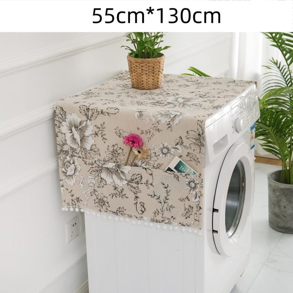 ⁦Washer and Dryer Covers for the Top, Washing Machine Non-slip Protector Mat,Dust-proof Dryer Cover for Laundry Room Kitchen, Waterproof Washable Flower Top Protector Countertop Cover⁩ - الصورة ⁦3⁩