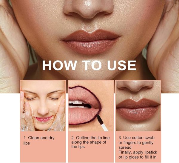 ⁦3Pcs Peel Off Lip Liner Stain,Matte Tattoo Peel Off Lip Liner,Long Lasting Waterproof Liquid Lip Liner & Stain⁩ - الصورة ⁦6⁩