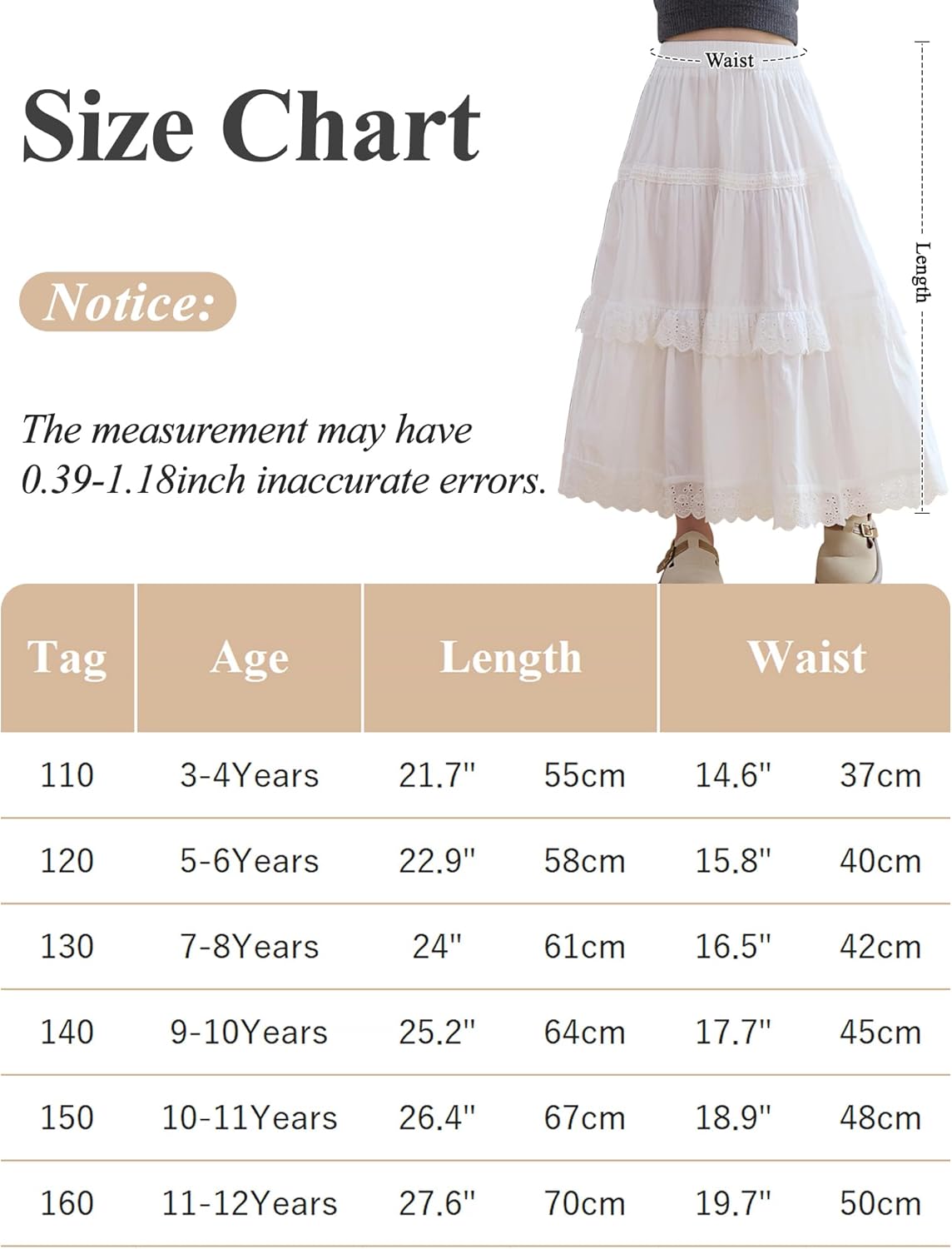 SEAUR Girls Maxi Skirt with Ruffle Tier Casual Kids Skirt with Pocket A-Line Elastic Waist Cotton Blend School Daily Casual Party Summer Wear 3-12 Years 6 SEAUR Girls Maxi Skirt with Ruffle Tier Casual Kids Skirt with Pocket A-Line Elastic Waist Cotton Blend School Daily Casual Party Summer Wear 3-12 Years - الصورة 6
