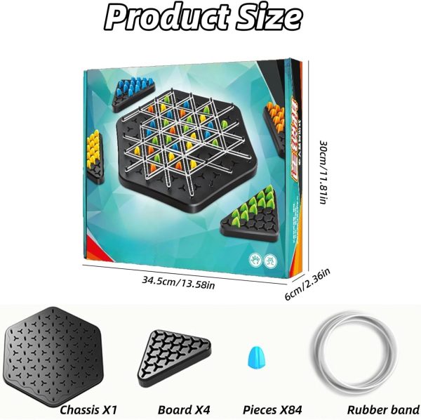 ⁦XICEN Chain Triangle Chess Game, Board Games for Family Night, Family Games for Kids and Adults, 2 to 4 Players, Interactive Brain Teaser⁩ - الصورة ⁦6⁩