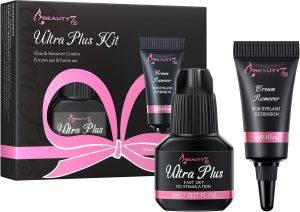 بيوتي7 مجموعة كريم مزيل وصلات الرموش مع غراء فائق الترابط 2 مل وقت الجفاف 3-4 ثوان اخر 4 اسابيع للاستخدام الاحترافي او يمكنك تركيبه بنفسك في اوم