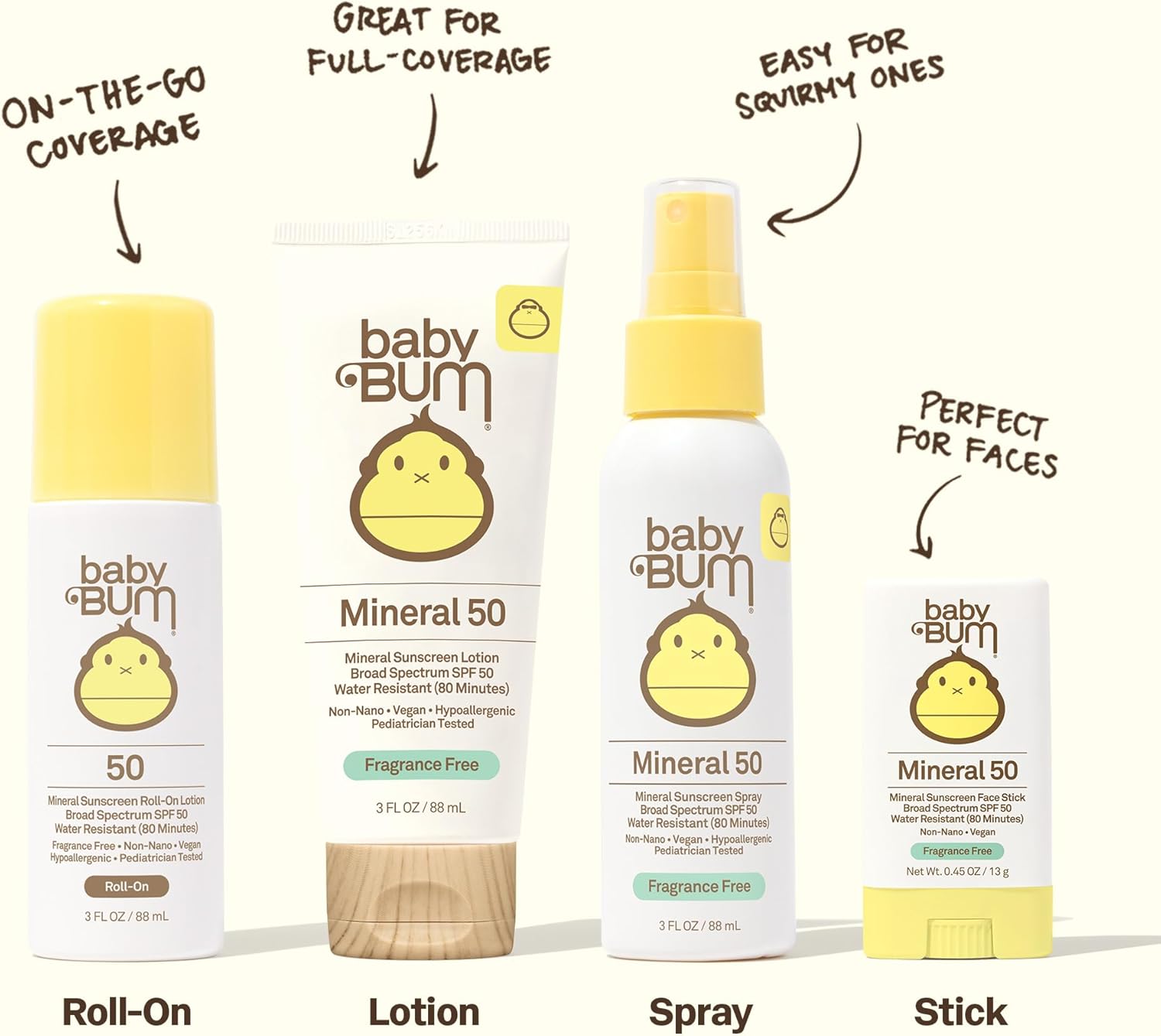 Sun Bum Baby Bum Mineral Sunscreen Roll-On Lotion SPF 50 3 fl oz 3 Sun Bum Baby Bum Mineral Sunscreen Roll-On Lotion SPF 50 3 fl oz - الصورة 3