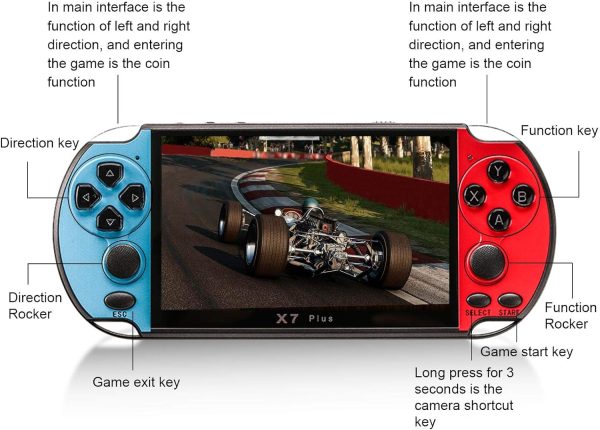⁦Morelian 5.1inch X7 Plus Video Game Console Handheld Game Players Double Rocker 8GB Memory Built in 1000 Games MP5 Game Controller⁩ - الصورة ⁦4⁩