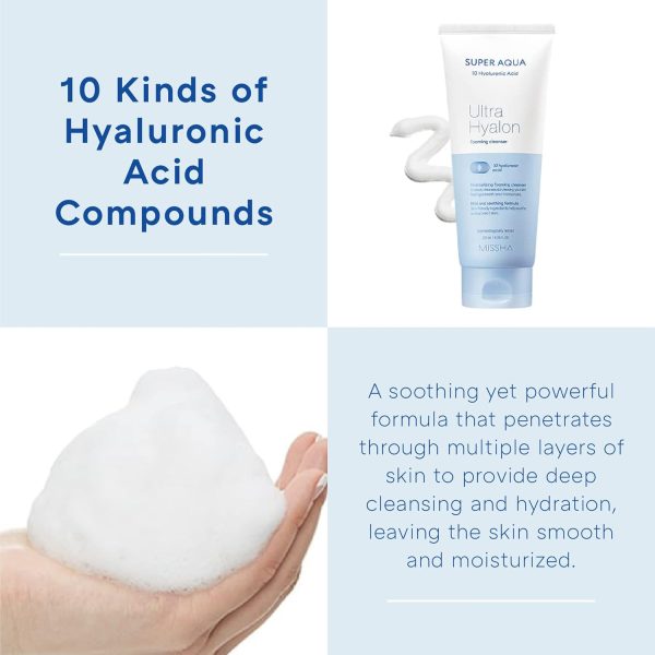 ⁦Missha Super Aqua Ultra Hyalron Foaming Cleanser 200ML 7226⁩ - الصورة ⁦4⁩