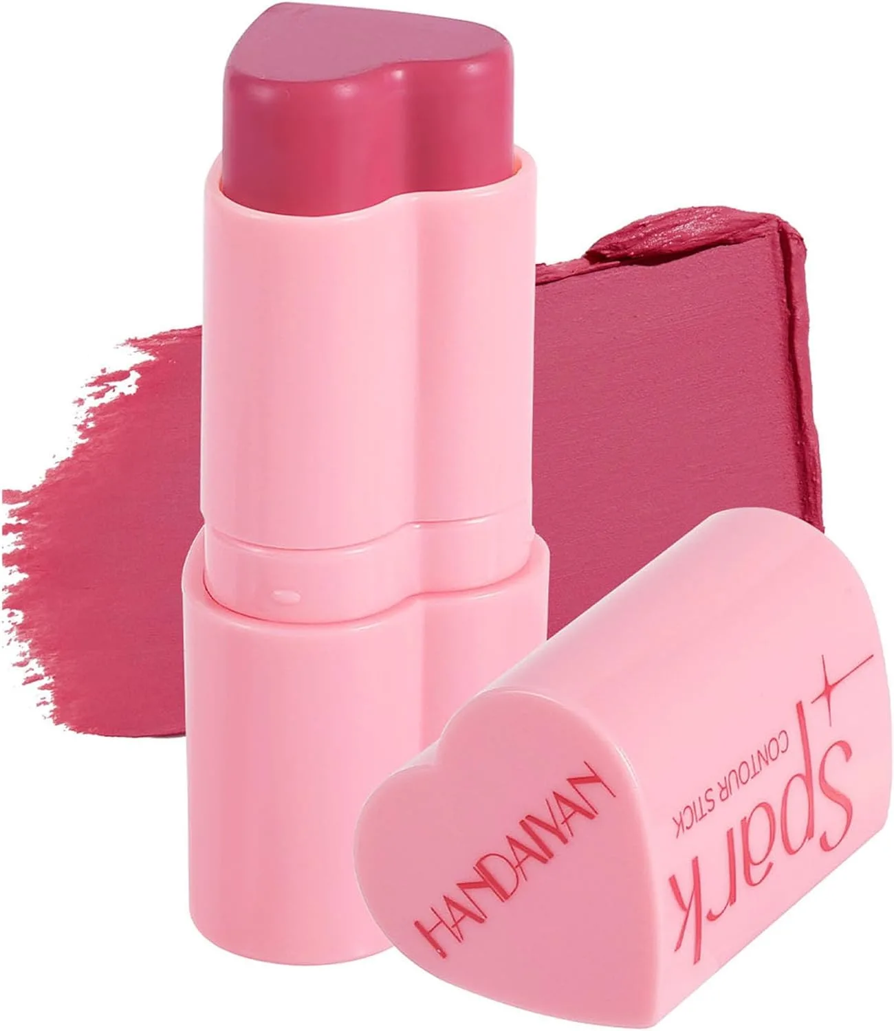 Hepiide Heart Blush Cream for Cheeks, Eyes, Lips - Natural Waterproof Sweat-Resistant Tinted Solid Stick With Long Lasting Makeup Multi-Use Color (06#, 1)
