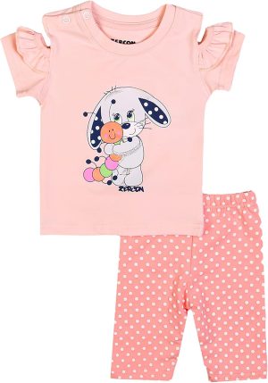 طقم بيجامة صيفية للبنات من زيركون 6234 لعمر 0-18 شهر
