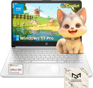 HP Ultra-Portable Laptop for Student and Business - 14" HD Display • Intel 4-Core N150 • Windows 11 Pro • 1-Year Microsoft Office 365 • 32GB RAM • 128GB UFS + 256GB MicroSD • Silver