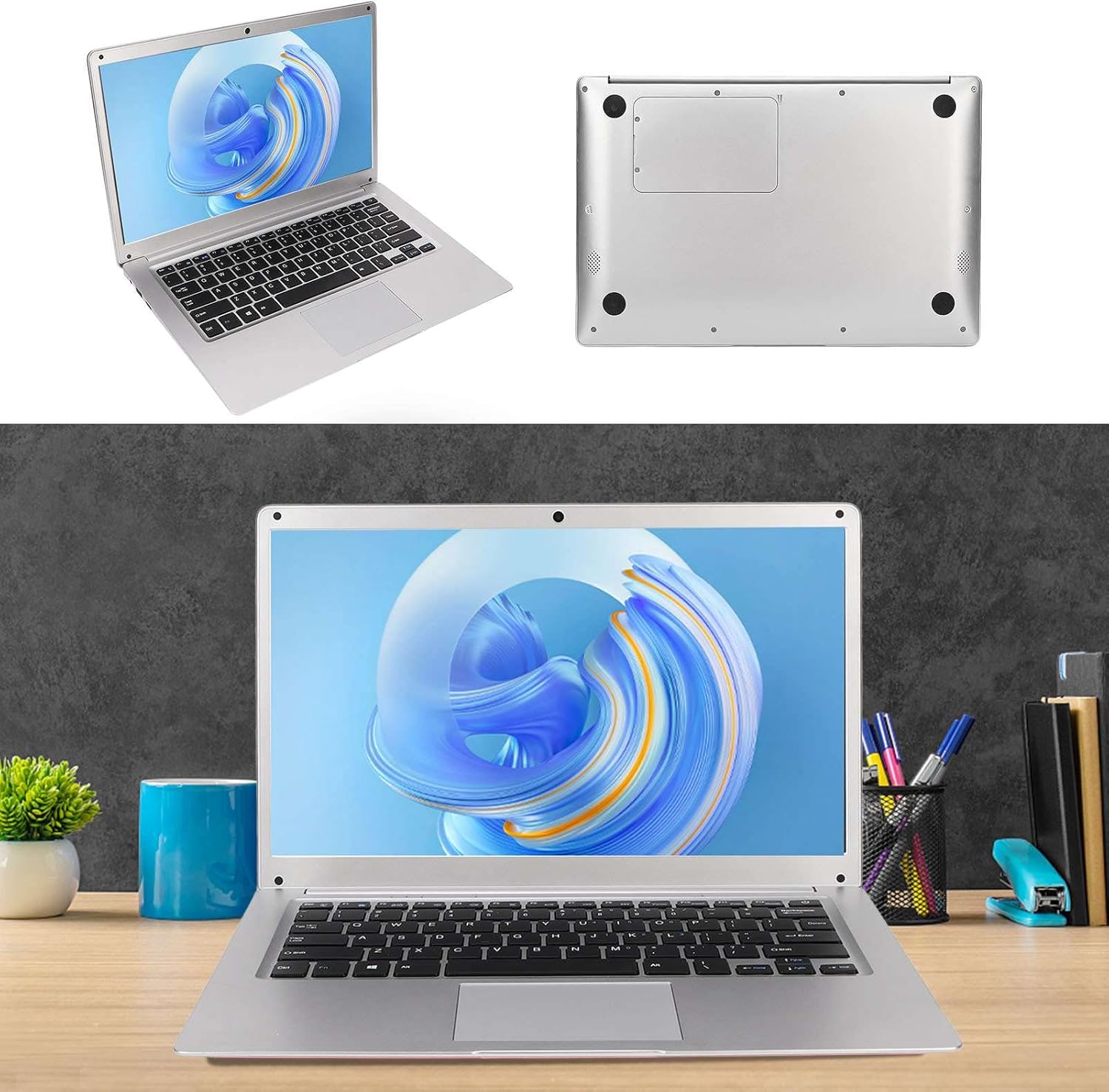 Laptop, 14 Inch Laptop 1366x768 Silver 4GB and 64GB for Home for Daily (UK Plug) 8 Laptop, 14 Inch Laptop 1366x768 Silver 4GB and 64GB for Home for Daily (UK Plug) - الصورة 8