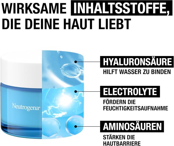 ⁦Neutrogena Hydro Boost Face Cream Aqua Gel with Hyaluronic Oil Free for Normal and Combination Skin 50 ml.⁩ - الصورة ⁦4⁩