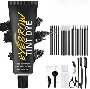 KASTWAVE Instant Eyebrow Tint Kit, Semi Permanent Eyebrow Dye Safe & Professional Waterproof Eyebrow Tinting Kit Suitable For Salon and Home Use Lasting for 4-6 Weeks (black)