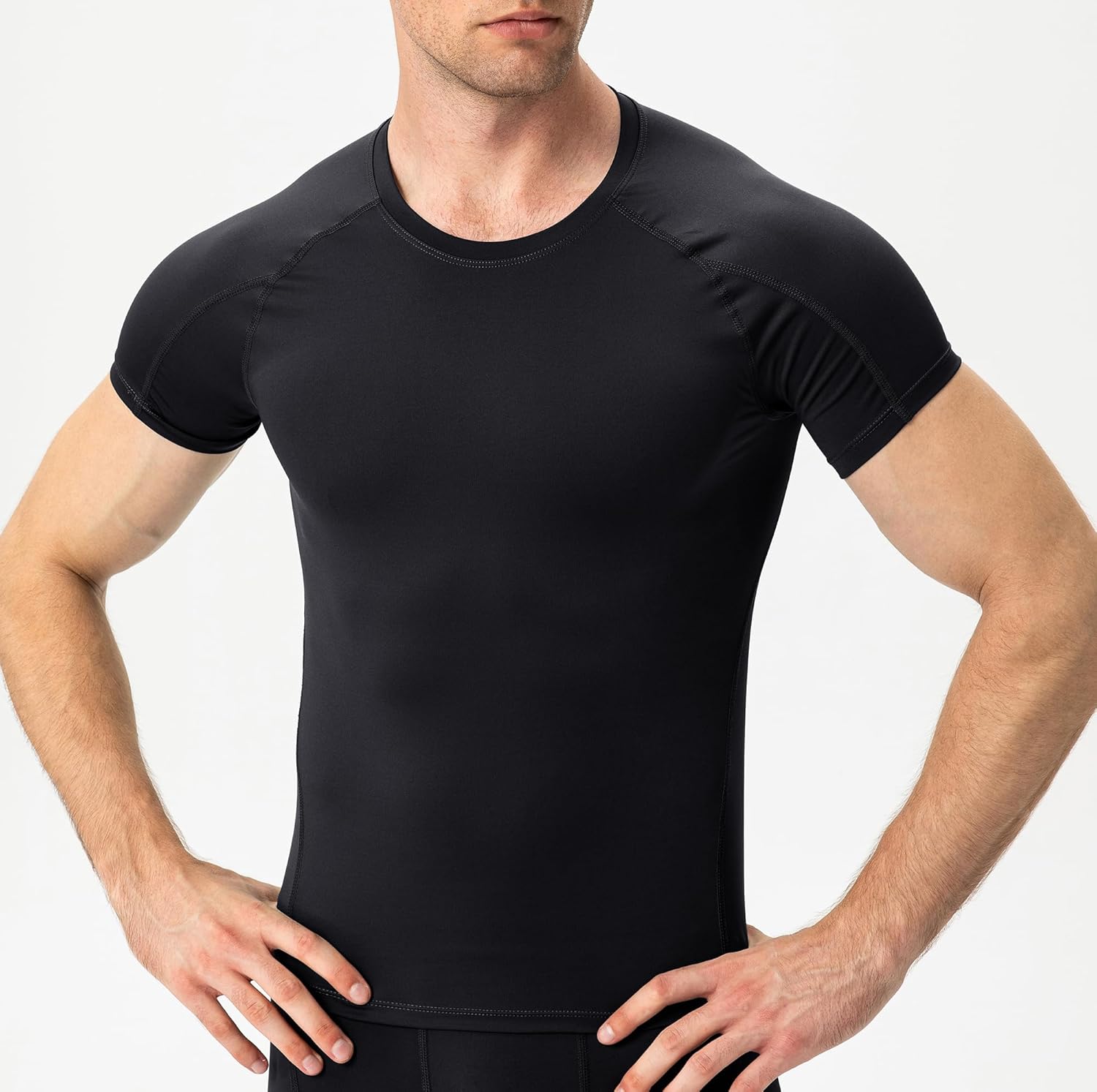 Men's Compression Shirts Short Sleeve Workout Sports T-Shirts Dry Fit Running Tops Gym Base Layer Undershirts 4 Men's Compression Shirts Short Sleeve Workout Sports T-Shirts Dry Fit Running Tops Gym Base Layer Undershirts - الصورة 4