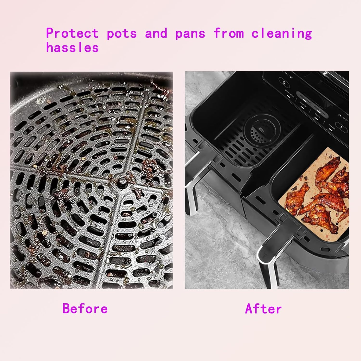 Duomama 100 PCS Air Fryer Non-Stick Paper Liners.Unbleached Perforated Papers,Disposable Paper Liner,Air Fryer Rectangle for Baking. 4 Duomama 100 PCS Air Fryer Non-Stick Paper Liners.Unbleached Perforated Papers,Disposable Paper Liner,Air Fryer Rectangle for Baking. - الصورة 4