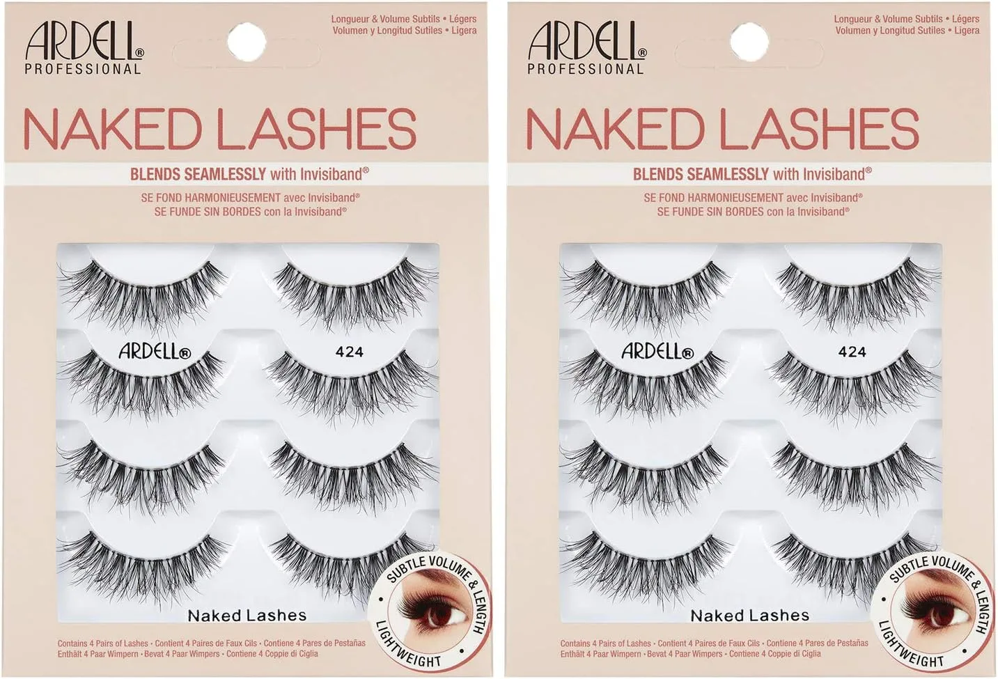 Ardell Strip Lashes Naked Lashes #424, 4 Pairs x 2-Pack