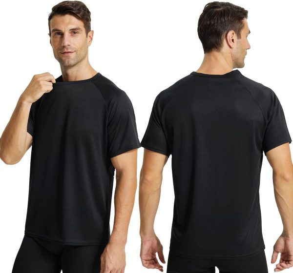 ⁦3 Pack Running T-shirts for Men Quick Dry Gym T Shirt Short Sleeve Crew Neck Running Shirts Moisture Wicking Active Athletic Running Tops Men Mesh Work Shirts⁩ - الصورة ⁦2⁩