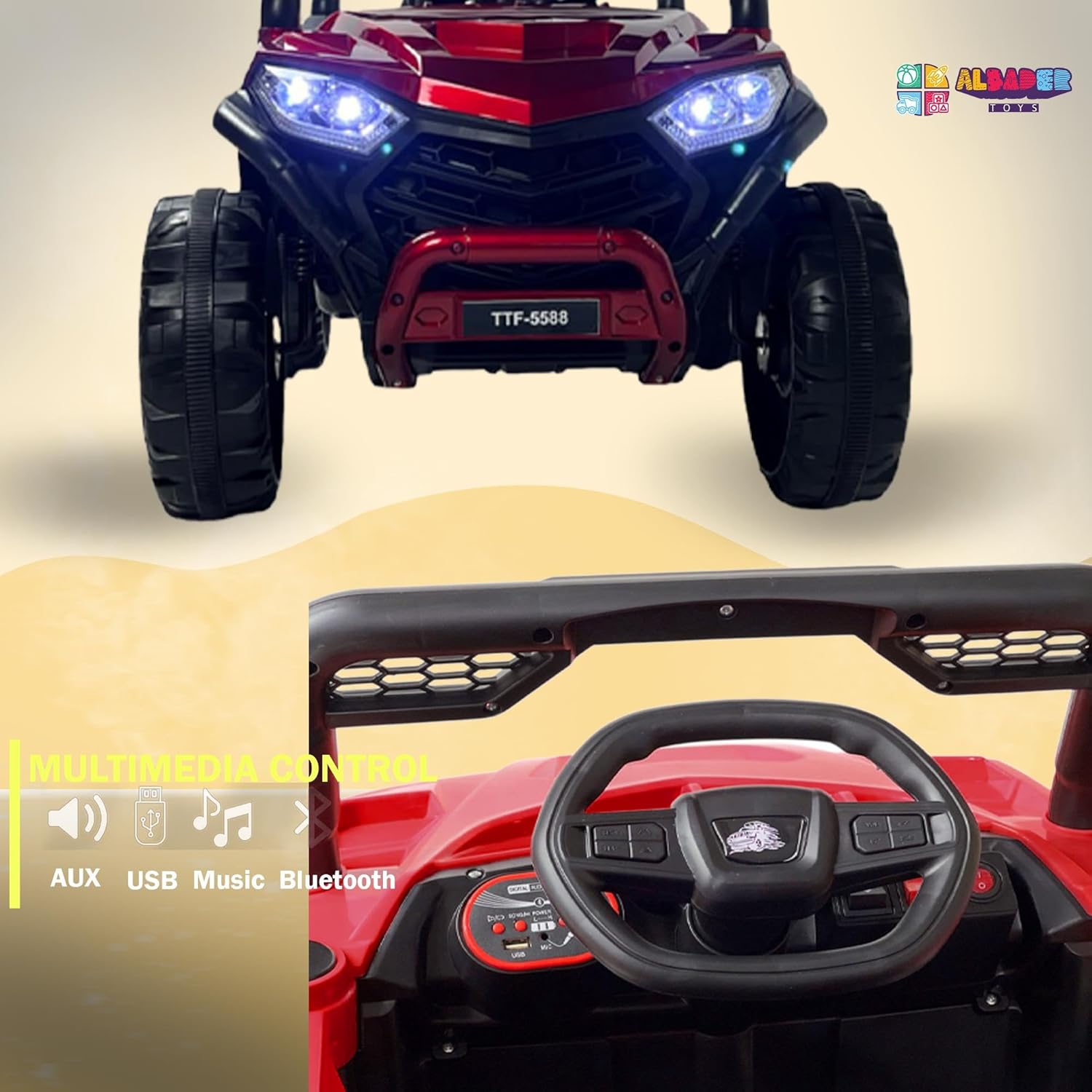 سيارة ركوب كهربائية بتصميم جيب باجي، لعبة ركوب للأطفال الكبار مع بطارية قوية 12V ومحركان، سيارة باجي يمكن الجلوس عليها مع جهاز تحكم عن بعد 3 سرعات للأطفال بعمر سنتين إلى 6 سنوات من البدر، أحمر 4 سيارة ركوب كهربائية بتصميم جيب باجي، لعبة ركوب للأطفال الكبار مع بطارية قوية 12V ومحركان، سيارة باجي يمكن الجلوس عليها مع جهاز تحكم عن بعد 3 سرعات للأطفال بعمر سنتين إلى 6 سنوات من البدر، أحمر - الصورة 4