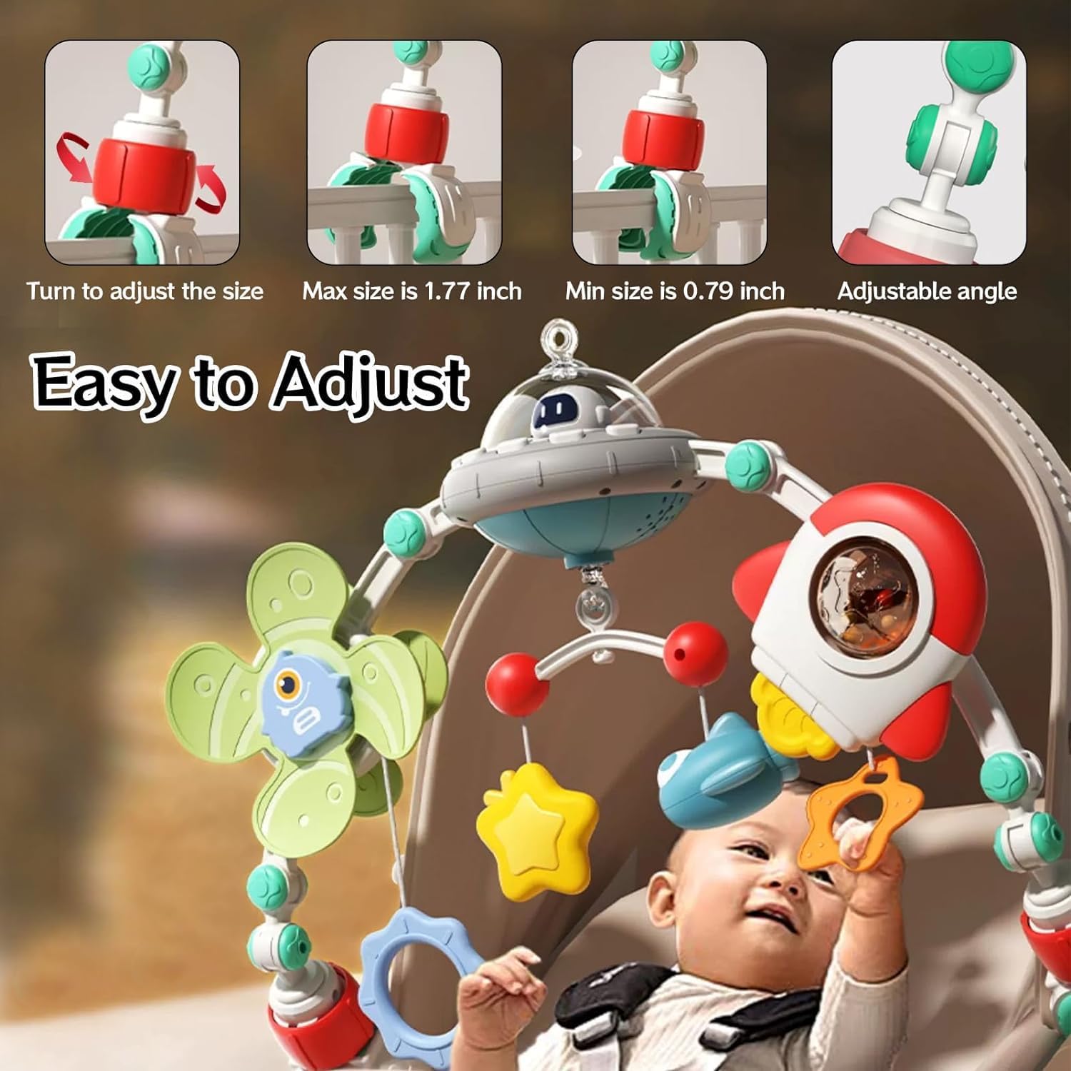 قوس ألعاب أطفال للسرير ومقعد السيارة من تيك هوم، مجموعة ألعاب للأطفال حديثي الولادة حتى 12 شهر تتضمن عضاضة تسنين وخشخيشة ومرآة وطاحونة هوائية وألعاب حسية، هدية تنموية للبنات والأولاد 2 قوس ألعاب أطفال للسرير ومقعد السيارة من تيك هوم، مجموعة ألعاب للأطفال حديثي الولادة حتى 12 شهر تتضمن عضاضة تسنين وخشخيشة ومرآة وطاحونة هوائية وألعاب حسية، هدية تنموية للبنات والأولاد - الصورة 2