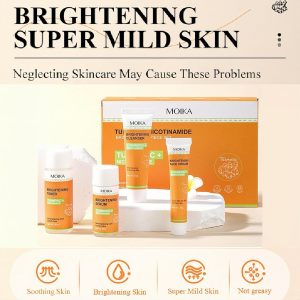 Turmeric Nicotinamide Brightening Skincare Set, 4 Pieces, Locking Moisture, Moisturizing, Super Mild, Cleanser 30g, Toner 50ml, Serum 30ml, Face Cream 20g