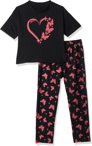 طقم بيجامة للبنات GLS-PJS-01 من تي 2 اف (عبوة من قطعتين)